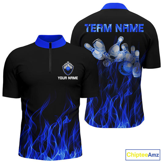 Custom bowling shirt for men – personalized team jersey front view