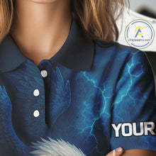Load image into Gallery viewer, Red amd Blue Lightning Thunder Eagle Women golf golf polo shirt custom Eagle ladies golf attire NQS9977