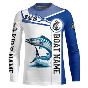 Wahoo fishing UV protection Customize name and boat name tournament long sleeves fishing shirts NQS1973