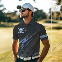 Load image into Gallery viewer, Black and Blue Skull Golf polo shirts For Men Custom Mens golf top, Personalized golf gifts NQS10467