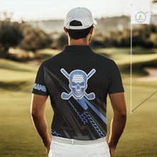 Load image into Gallery viewer, Black and Blue Skull Golf polo shirts For Men Custom Mens golf top, Personalized golf gifts NQS10467