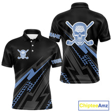 Load image into Gallery viewer, Black and Blue Skull Golf polo shirts For Men Custom Mens golf top, Personalized golf gifts NQS10467