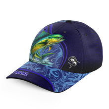 Load image into Gallery viewer, Mahi Mahi fishing blue camo Custom fishing hats, saltwater Angler Dorado fishing hat cap NQS8953