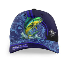 Load image into Gallery viewer, Mahi Mahi fishing blue camo Custom fishing hats, saltwater Angler Dorado fishing hat cap NQS8953