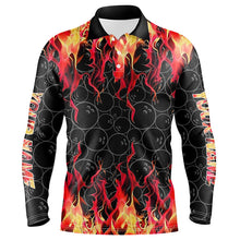 Load image into Gallery viewer, Black and Red Flame camo Men bowling shirts Custom Flame Bowling Shirt Team Bowling Jersey NQS8961