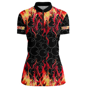 Black and Red Flame camo Womens bowling shirts Custom Flame Bowling Shirt Team Bowling Jersey NQS8961