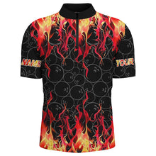 Load image into Gallery viewer, Black and Red Flame camo Men bowling shirts Custom Flame Bowling Shirt Team Bowling Jersey NQS8961