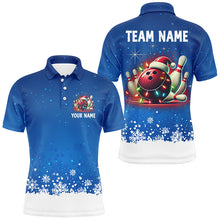 Load image into Gallery viewer, Christmas bowling Polo, Quarter Zip shirts For Men Custom Xmas Team Bowling Jerseys | Blue NQS8964