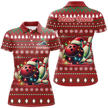 Load image into Gallery viewer, Funny ugly Christmas Red Women&#39;s Bowling Shirts Custom Team Bowling Jerseys Xmas Gift for bowlers NQS8967