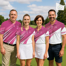 Load image into Gallery viewer, Pink and white Womens golf polo shirts custom golf tops for ladies, personalized golf gifts NQS11273