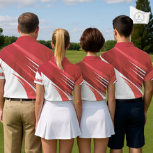 Load image into Gallery viewer, Red and white Mens golf polo shirts custom golf tops for mens, personalized golf gifts NQS11274