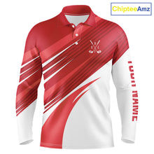 Load image into Gallery viewer, Red and white Mens golf polo shirts custom golf tops for mens, personalized golf gifts NQS11274