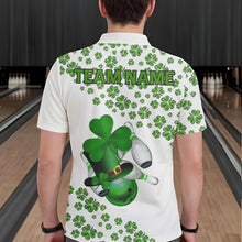 Load image into Gallery viewer, Green shamrock bowling shirts for men Custom St Patrick Day white team league bowling jerseys NQS9400