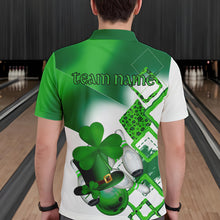 Load image into Gallery viewer, Green shamrock Mens bowling polo, quarter zip shirts Custom St Patrick Day team league bowling jerseys NQS9556