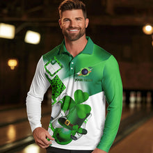 Load image into Gallery viewer, Green shamrock Mens bowling polo, quarter zip shirts Custom St Patrick Day team league bowling jerseys NQS9556