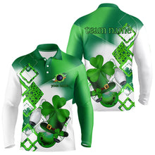 Load image into Gallery viewer, Green shamrock Mens bowling polo, quarter zip shirts Custom St Patrick Day team league bowling jerseys NQS9556