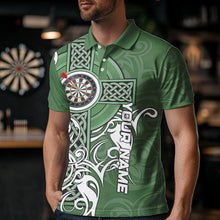 Load image into Gallery viewer, Green Irish Tribal Cross St Patrick&#39;s Day Mens Darts shirts Custom Lucky Darts Team Jerseys NQS9553