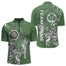 Load image into Gallery viewer, Green Irish Tribal Cross St Patrick&#39;s Day Mens Darts shirts Custom Lucky Darts Team Jerseys NQS9553