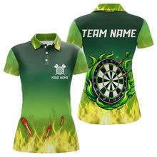 Load image into Gallery viewer, Yellow Green Flame Darts Shirts For Women Custom Fire Team Darts Jersey NQS9558