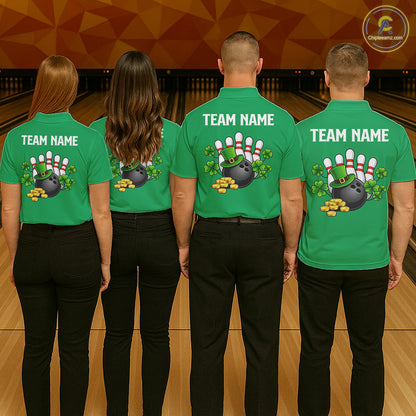 Retro Green argyle pattern shamrock Bowling shirts For Men custom St Patrick Day bowling team jersey NQS11667