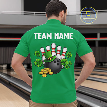 Retro Green argyle pattern shamrock Bowling shirts For Men custom St Patrick Day bowling team jersey NQS11667