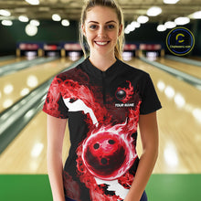 Load image into Gallery viewer, Red Flame Fire Bowling Shirts for Women Custom Bowling Team Jersey Bowling Polo &amp; Quarter-Zip Shirts NQS11751
