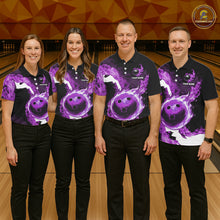 Load image into Gallery viewer, Purple Flame Fire Bowling Shirts for Women Custom Bowling Team Jersey Bowling Polo &amp; 1/4-Zip Shirts NQS11753