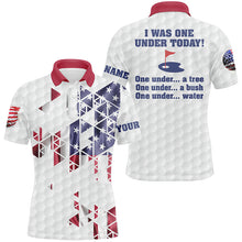 Load image into Gallery viewer, Funny Mens golf polo shirts American Flag custom I was one under today, under a tree, bush, water NQS7854