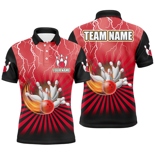 Mens Bowling Shirts Custom lightning storm vintage Bowling Team Jersey, gift for Bowlers | Red NQS8282