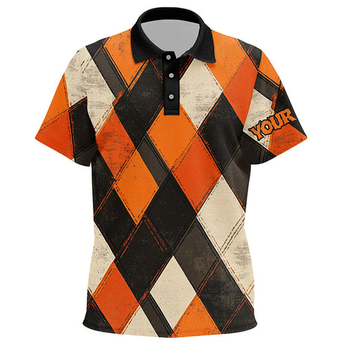 Orange argyle pattern Kid golf polo shirts custom halloween kids golf clothes NQS8291