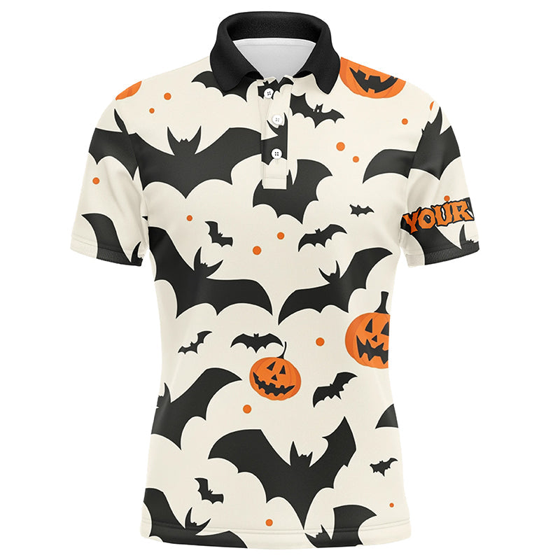 Bats and Pumpkin Halloween pattern Men golf polo shirts custom Halloween golf shirts for men NQS8294