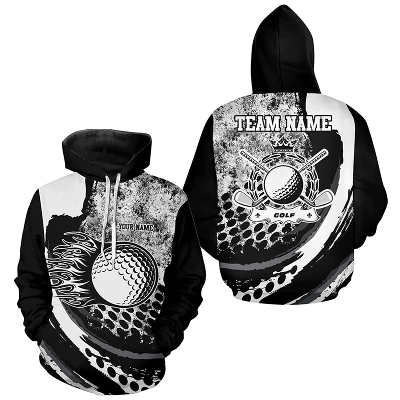 Black and White grunge Flame golf ball custom Golf Hoodies, golf outfit for men women NQS8506