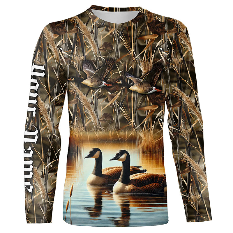 Goose Hunting waterfowl camo Customize Name 3D All Over Printed Shirts Personalized Hunting gift NQS4152