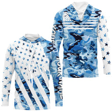 Load image into Gallery viewer, American flag Blue camo fishing personalized patriotic UV Protection camouflage Fishing jerseys NQS8969