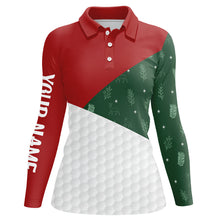 Load image into Gallery viewer, Red, White and Green Christmas pattern Women golf polo shirts custom Christmas golf outfits for ladies NQS8974