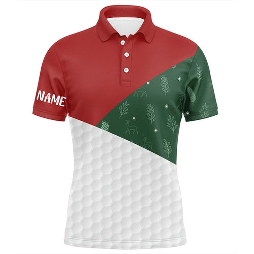 Red, White and Green Christmas pattern Mens golf polo shirt custom Christmas golf outfits for mens NQS8974