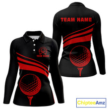 Load image into Gallery viewer, Personalized polo golf shirts for women custom black and red ladies golf shirts team golf jersey NQS11075