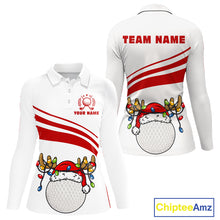 Load image into Gallery viewer, Personalized Christmas polo golf shirts for women custom white and red team ladies golf wear NQS11076