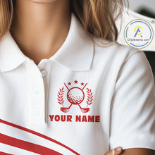 Load image into Gallery viewer, Personalized Christmas polo golf shirts for women custom white and red team ladies golf wear NQS11076