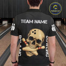 Load image into Gallery viewer, Personalized Skull Bowling Shirts For Men Custom Team's Name Skull Bowler Jerseys | Black NQS11081