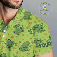 Load image into Gallery viewer, Funny Green Frog pattern Golf polo shirt for men Custom mens golf top, personalized golf gifts NQS11284