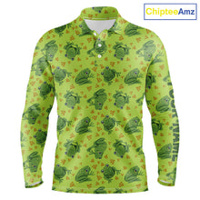 Load image into Gallery viewer, Funny Green Frog pattern Golf polo shirt for men Custom mens golf top, personalized golf gifts NQS11284