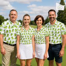 Load image into Gallery viewer, Funny Green Frog pattern Womens Golf polo shirts Custom golf attire for ladies, gift for golfers NQS11285