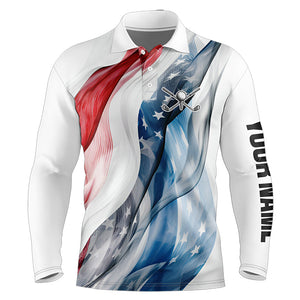 Red, White and Blue American flag Men golf polo shirts Customize patriotic Mens golf wear NQS9406