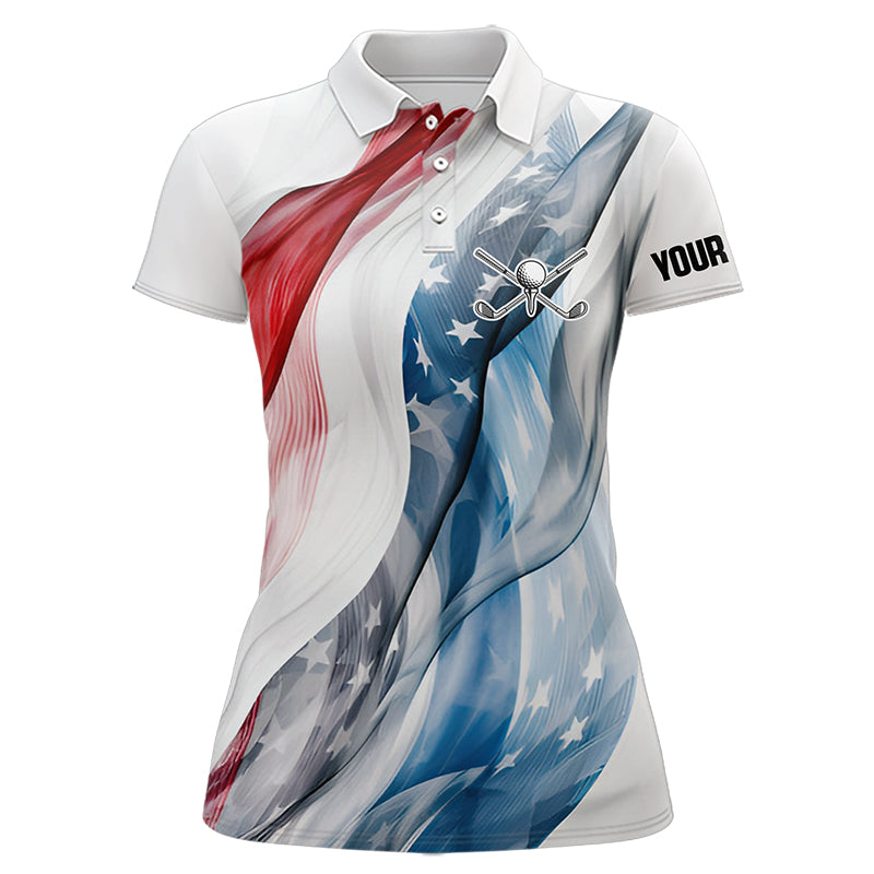 Red, White and Blue American flag Women golf polo shirts Customize patriotic Ladies golf wear NQS9406