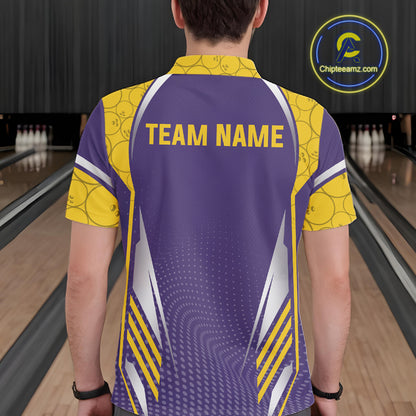 Purple And Yellow Custom bowling shirts for men, Personalized bowling outfit men team bowling jersey NQS11493