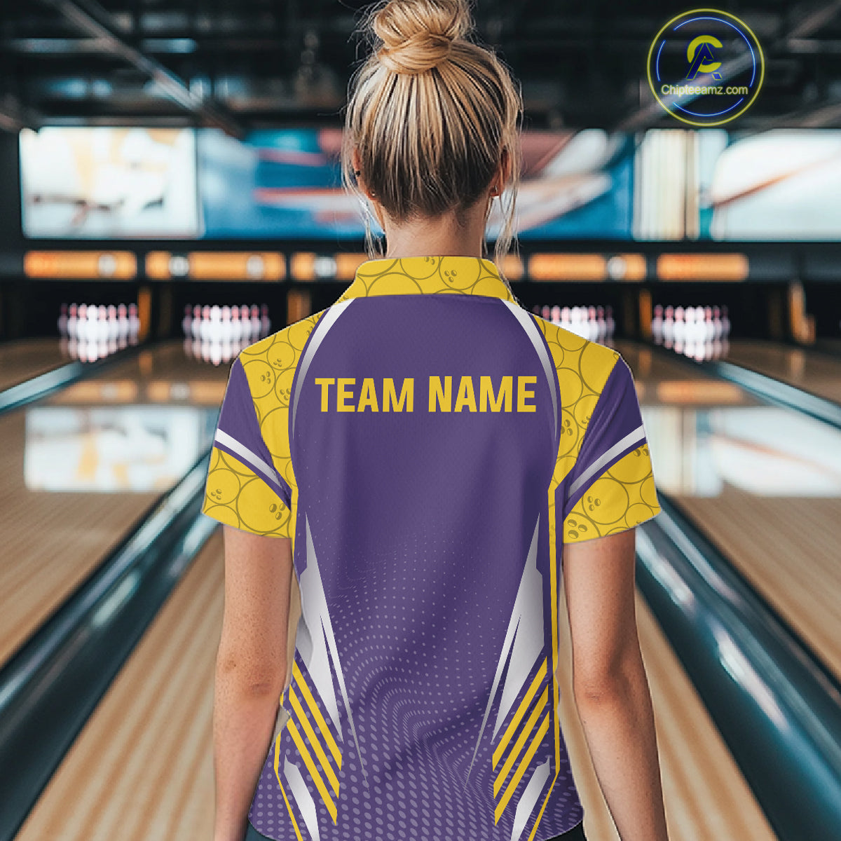 Purple And Yellow Custom bowling shirts for Women, Personalized bowling outfit team bowling jersey NQS11493