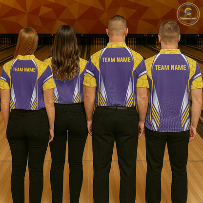 Purple And Yellow Custom bowling shirts for men, Personalized bowling outfit men team bowling jersey NQS11493