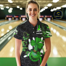 Load image into Gallery viewer, Black and Green Camo Bowling shirts for Women Custom St Patrick Shamrock Lucky Team bowling Jersey NQS11671