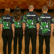 Load image into Gallery viewer, Black and Green Camo Bowling shirts for Women Custom St Patrick Shamrock Lucky Team bowling Jersey NQS11671